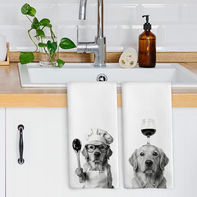 Funny Golden Retriever Hand Towels, Dog Mom Dad Lover Gifts Hand Towels - Image 3