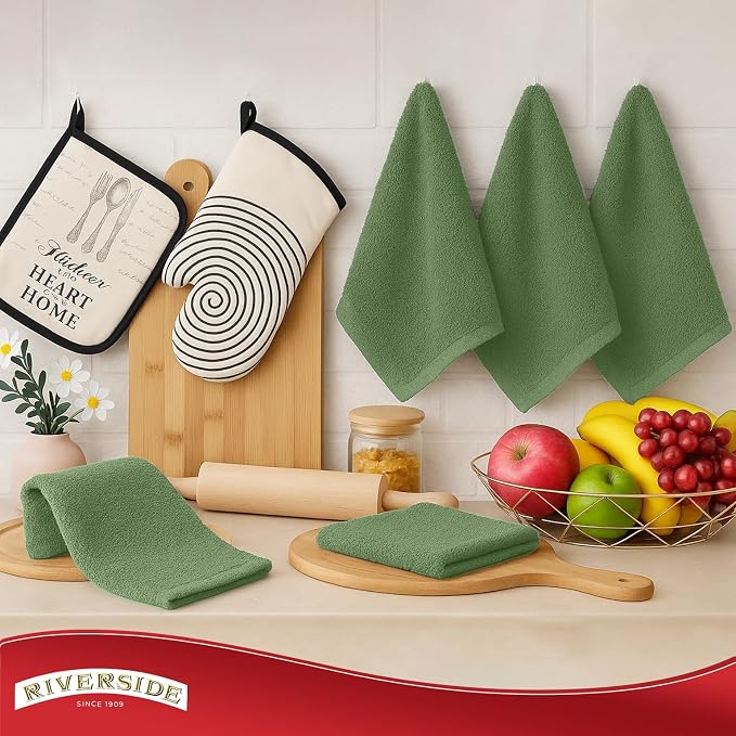 RIVERSIDE Bar Mop Towels Pack of 12, 16x19 Inches, 100% Ring Spun Cotton Terry - Image 6
