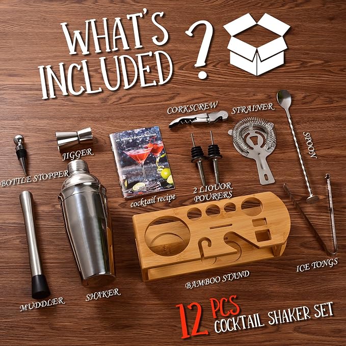 Cocktail Shaker Set Bartender Kit : 12-Piece Bar Tool Set - Image 2
