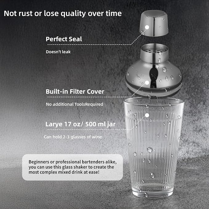 Glass Cocktail Shaker, Martini Shaker - Image 2