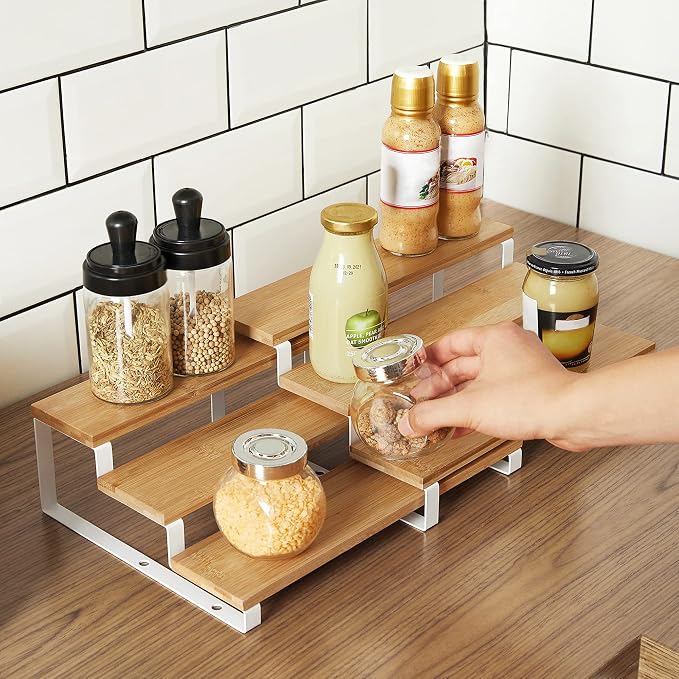SONGMICS Display Risers, 3-Tier Cupcake Stand Holder, Spice Rack, Shelf Risers - Image 6