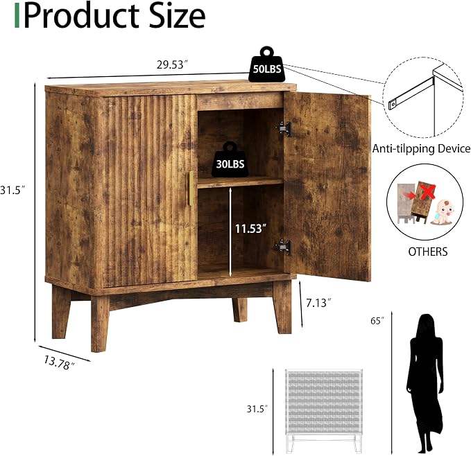 Xixini Fluted Sideboard Buffet Cabinet - Image 2