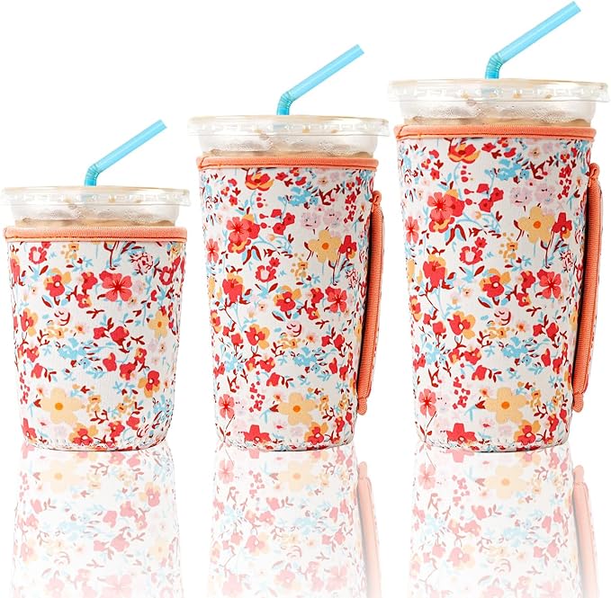 KJQJLY 3 Pack Reusable Iced Coffee Sleeves by KJQJLY