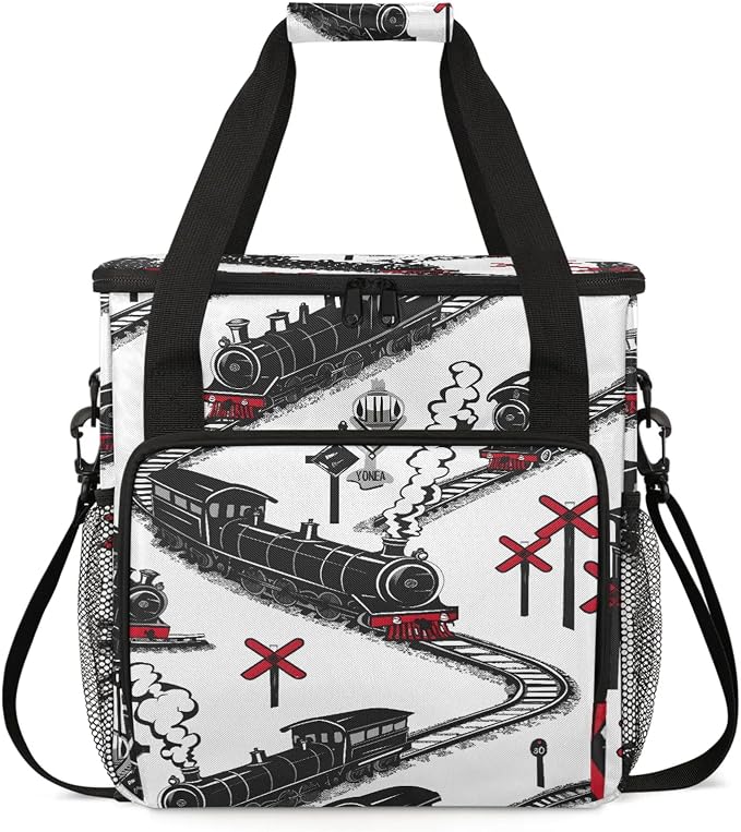Cartoon Train Coffee Maker Carring Bag, Large Insulated Storage Organizer Case by Home
