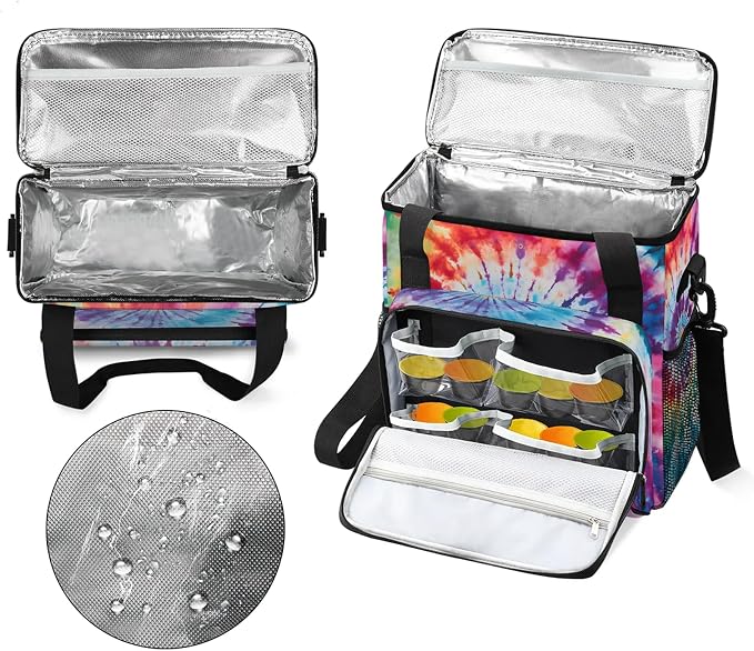 Tie Dye Rainbow Boho Hippie Coffee Maker Carring Bag, Large Insulated Storage - Image 3