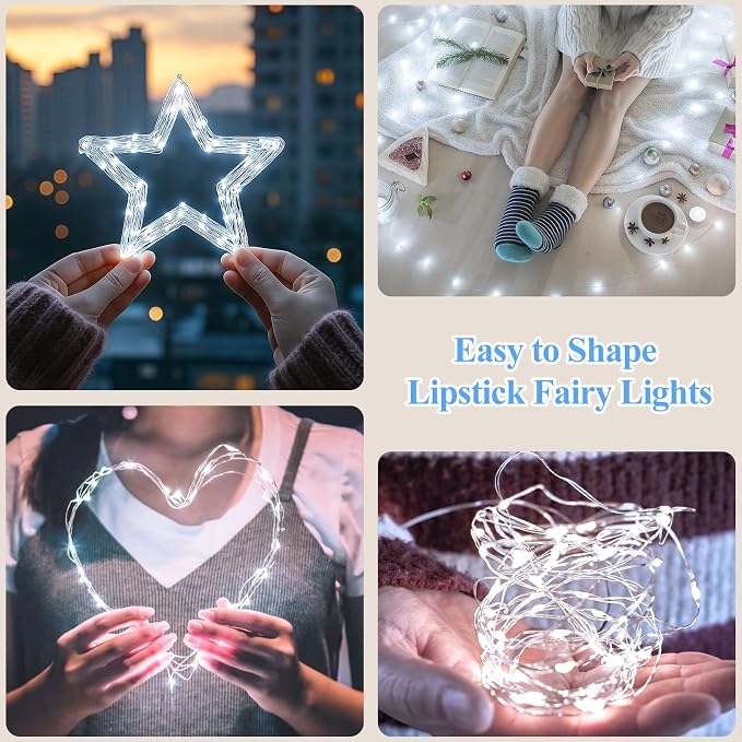 Lakumu 32FT Cool White Fairy Lights, Rechargeable Battery Operated String Lights - Image 6