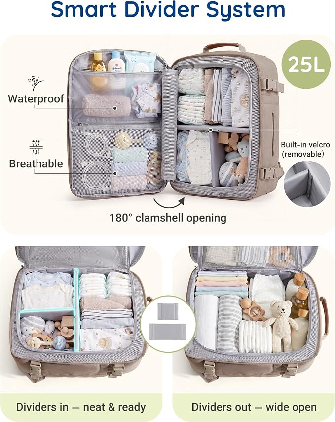 mommore Diaper Bag Backpack Multi-Pocket Travel Baby Bag - Image 2