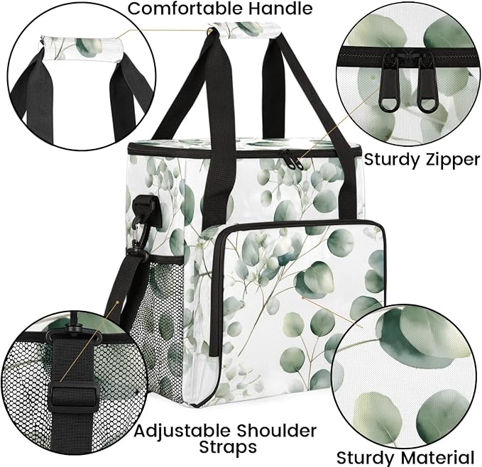 Eucalyptus Leaf Coffee Maker Carring Bag, Large Insulated Storage Organizer - Image 6
