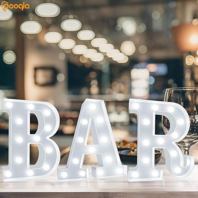 Pooqla BAR Sign for Home Bar Decor, Cool White LED Light Up Bar Sign | BAR - Image 3
