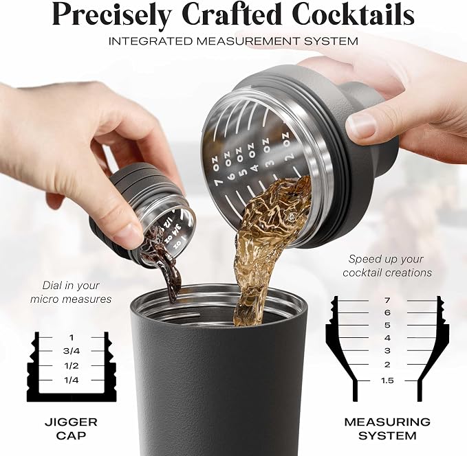 BARE BARREL Insulated Cocktail Shaker Set | Double Wall Stainless Steel | - Image 5