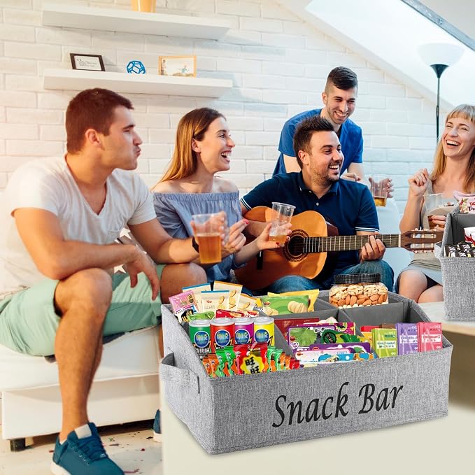 2 Pack Countertop Snack Organizer, Fabric Snack Box Basket - Image 3