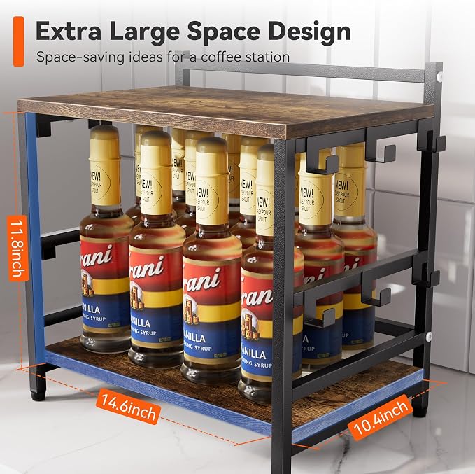 Aquzee Large Coffee Bar Counter Top Shelf - Image 5