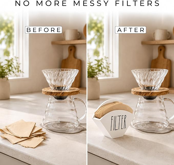 Wood Coffee Filter Holder, Farmhouse Cone Filter Storage Organizer, Wall Mount - Image 2