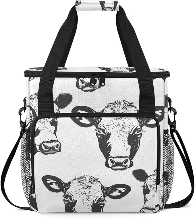 Black And White Cow Coffee Maker Carring Bag, Large Insulated Storage Organizer by Home