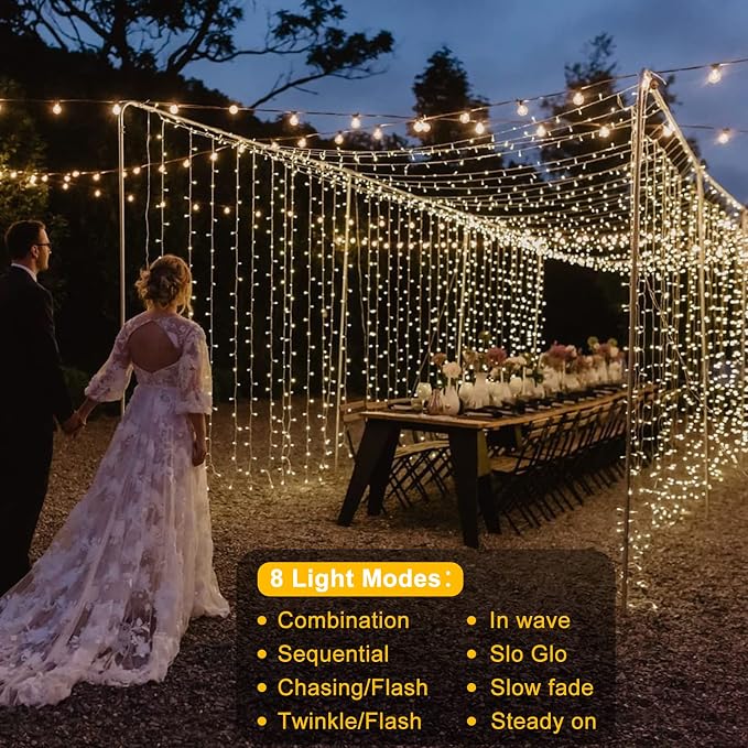 Christmas Battery Curtain Lights Warm White - Image 6