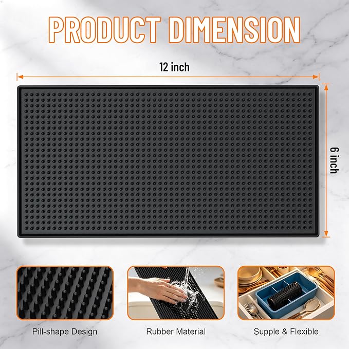 Xibany Bar Mat, Non-slip Spill Proof Matt, PVC Dish Drying May - Image 2