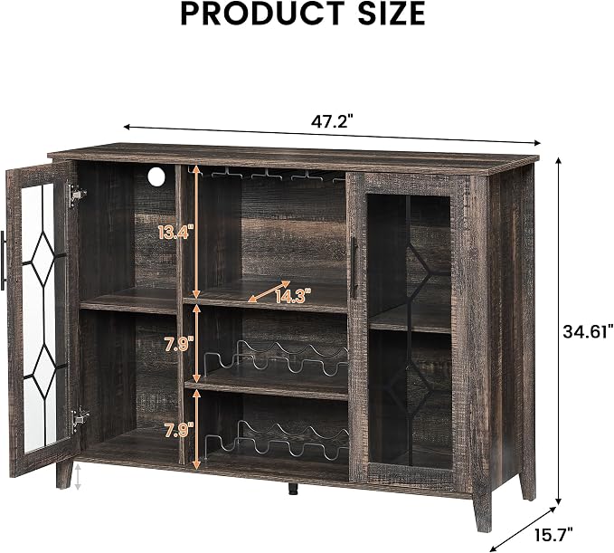 GarveeHome Wine Bar Cabinet - Image 2