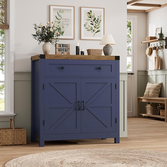 HOSTACK Coffee Bar Cabinet, Kitchen Storage Cabinet, Modern Farmhouse Buffet - Image 4