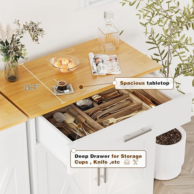 Vongrasig Farmhouse Coffee Bar Cabinet, Small Sideboard Buffet - Image 4