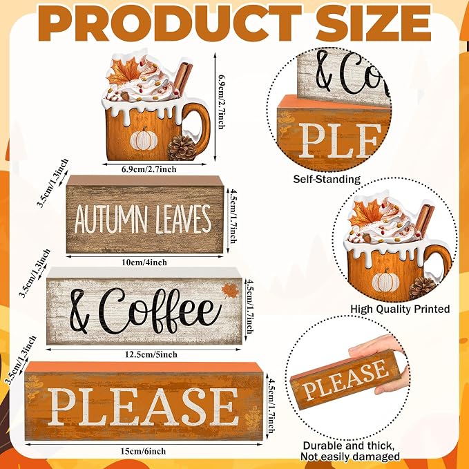 Lineshading 4 Pcs Fall Coffee Table Decor Fall Decoration - Image 5