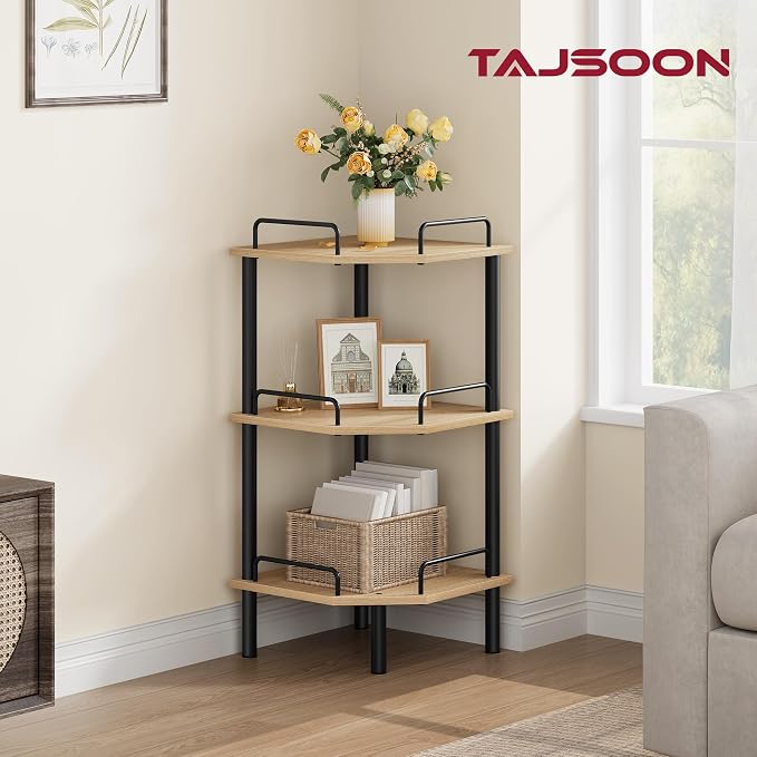 Tajsoon Corner Shelf Stand, 3 Tier Industrial Corner Shelves, Corner Shelving - Image 4