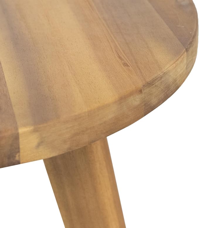 Round Acacia Wood End Table in Natural Finish, Marina Mod Side Table - Image 4