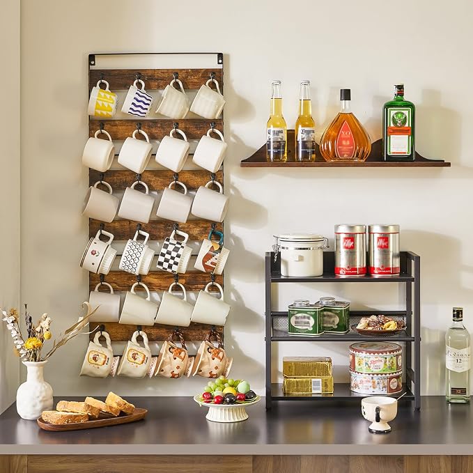 IBUYKE Mug Racks for Wall, 24-Hook Large Coffee Mug Holder Wall Mounted - Image 7