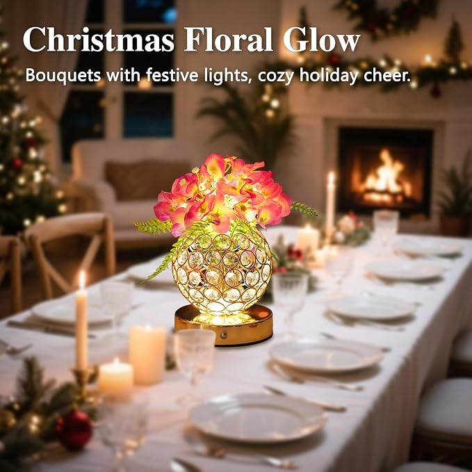 Purple Artificial Hydrangea Flower Lamp, 3 Color Dimmable Touch Control Night - Image 6