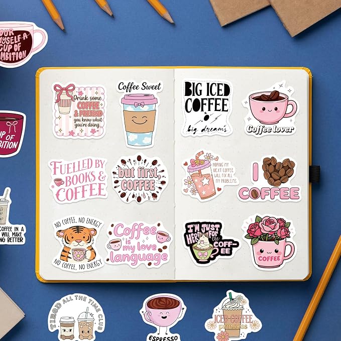 100PCS Funny Coffee Stickers, Waterproof Vinyl Decals - Image 7