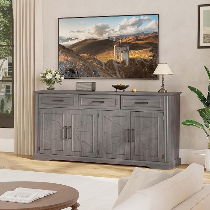 Garvee 66" Modern Farmhouse Sideboard Buffet Cabinet - Image 4