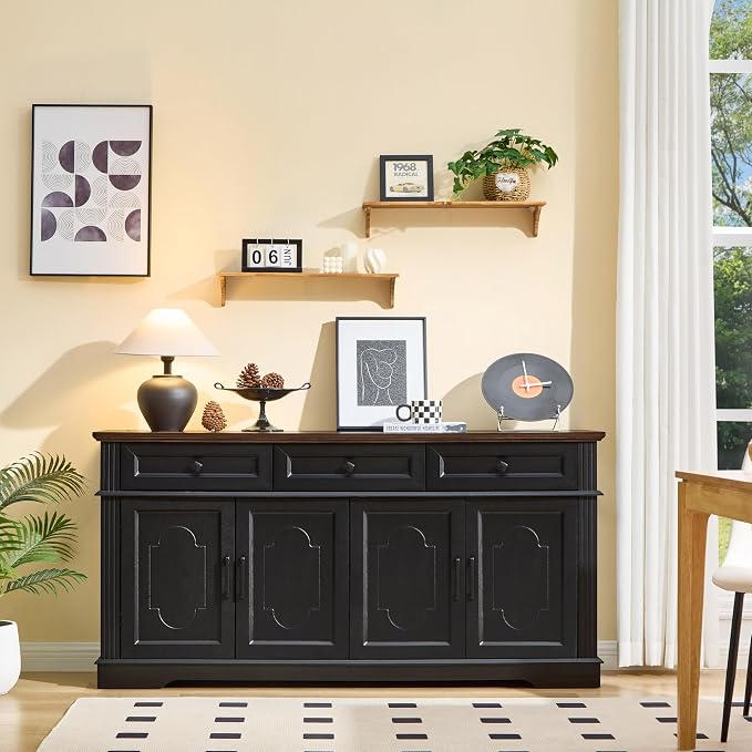 LIDYUK 63" Black Buffet Sideboard Cabinet by LIDYUK
