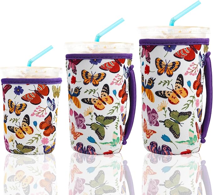 KJQJLY 3 Pack Reusable Iced Coffee Sleeves by KJQJLY