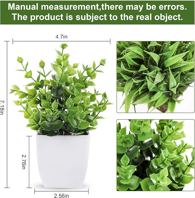 Der Rose 2 Pack Small Fake Plants Mini Artificial Potted Plants - Image 2