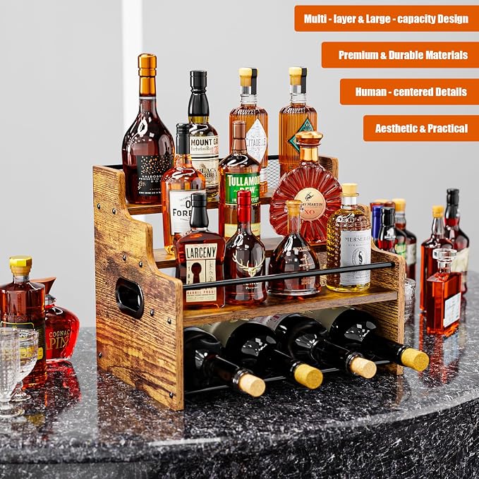 KLM 4-Tier Wood Display Shelf, Countertop Bar Stand - Image 8
