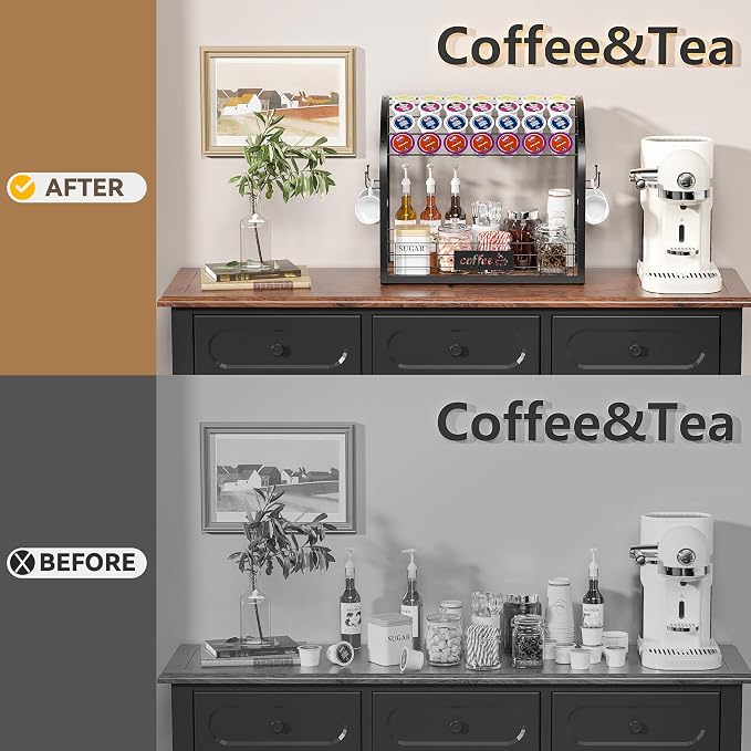 Metal K Cup Holder, 2 Tier Coffee Bar Organizer - Image 7