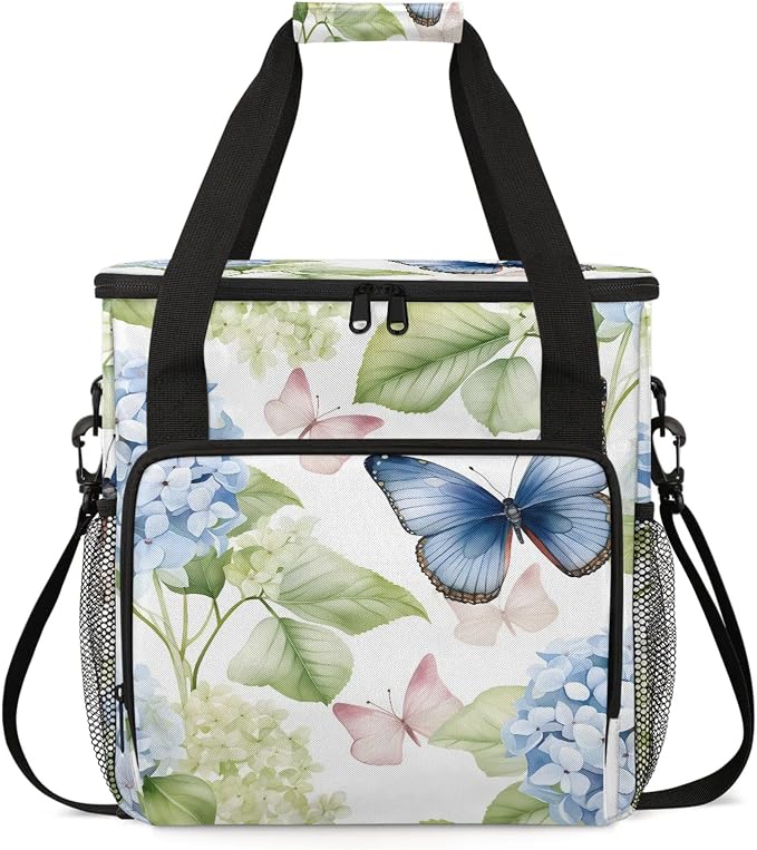 Hydrangea Butterfly Coffee Maker Carring Bag, Large Insulated Storage Organizer by Home