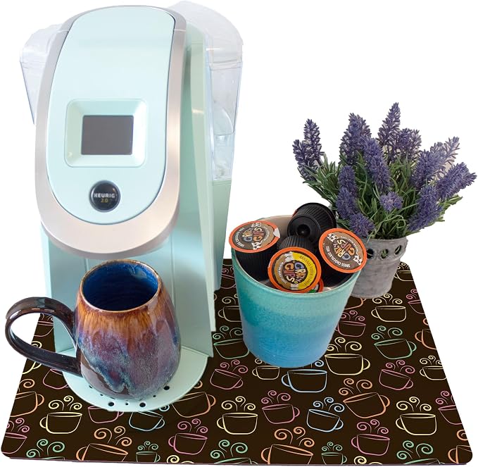 Coffee Maker Mat for Countertop – Absorbent, Non-Slip Coffee Bar Mat, Protects by ThisJoyfulHome