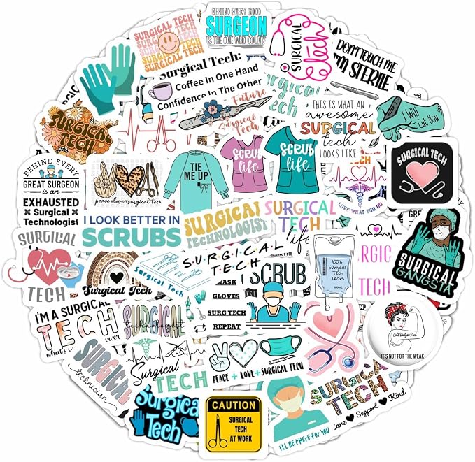100Pcs Surgical Tech Stickers, Surgery Stickers by BulbaCraft