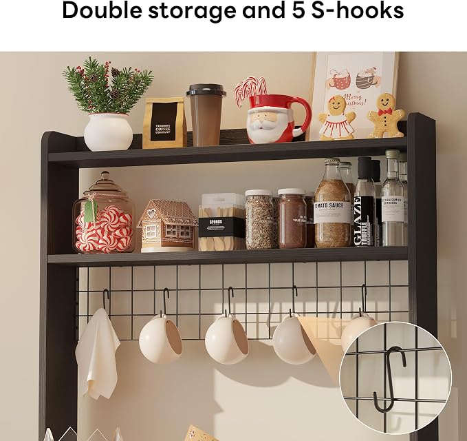 LIKIMIO Baker Rack with Spill-Safe Power Outlet & Drawer, Coffee Bar Cabinet - Image 7