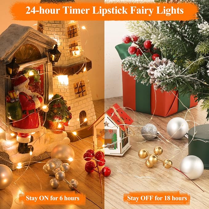 Lakumu 16FT Orange Fairy Lights, Rechargeable Battery Operated Mini LED String - Image 4