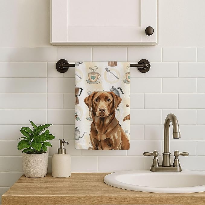 Caroline's Treasures Chocolate Labrador Retriever Coffee Bar Kitchen Towel - Image 7