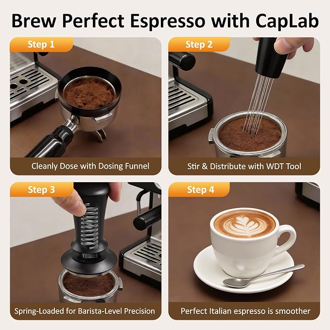 51mm Espresso Accessories Kit, Spring Loaded Calibrated Tamper, WDT Tool - Image 5