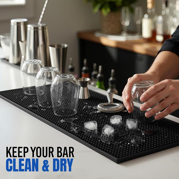 Standard Rubber Bar Mat for Countertop, 18 x 12 Inch Non Slip Bar Service & - Image 5