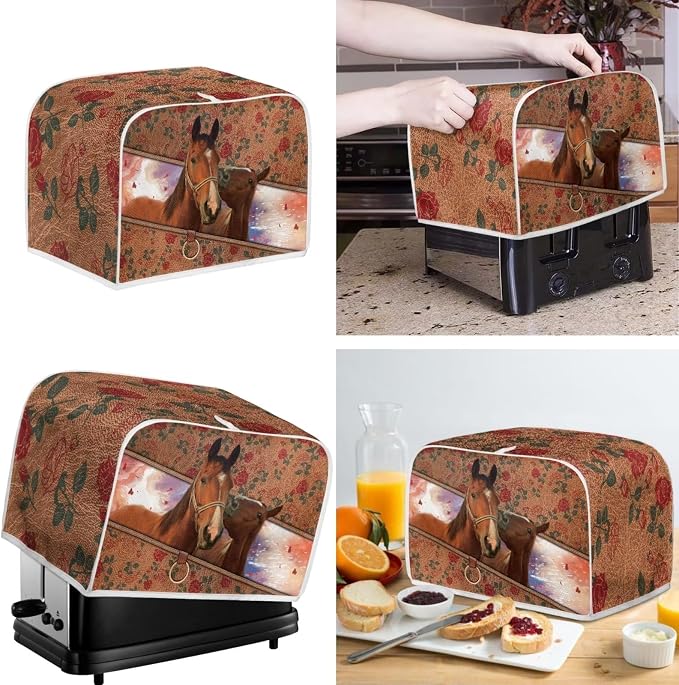 doginthehole Floral Horse Toaster Cover Polyester Fabric Blender Dust Cover - Image 2