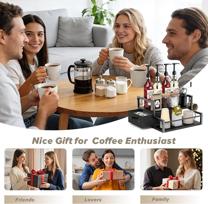 Coffee Syrup Organizer for Countertop, 2-Tier Coffee Bar Organizer - Image 7
