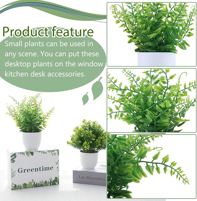 GREENTIME 2 Pack Small Fake Potted Plants - Image 3