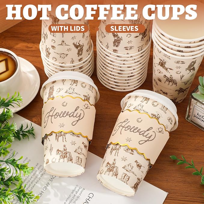 JarThenaAMCS 50 Pcs Western Cowboy Coffee Cups - Image 3