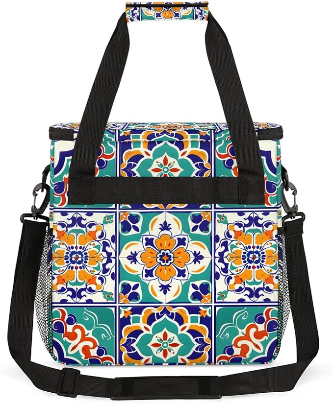 Mexican Ethnic Flower Coffee Maker Carring Bag, Large Insulated Storage - Image 5