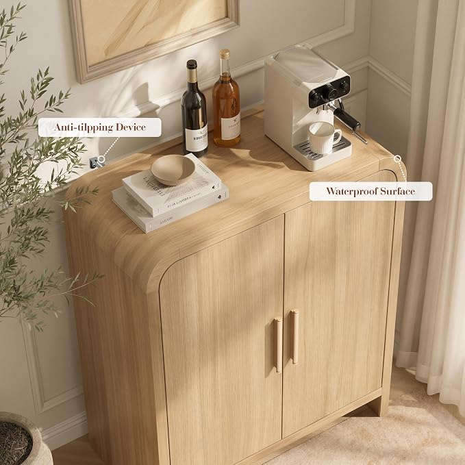 Set of 2 Curved Buffet Storage Cabinet - Image 7