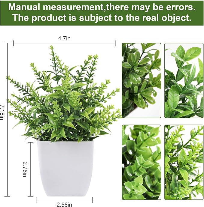 Der Rose 4 Pack Fake Plants Mini Artificial Greenery Potted Plants - Image 2